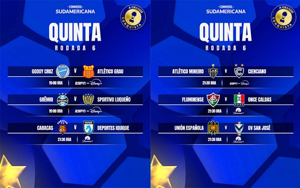 GrÃªmio, Galo e Flu tentam vaga nas oitavas da Copa Sul-Americana hoje; VitÃ³ria eliminado