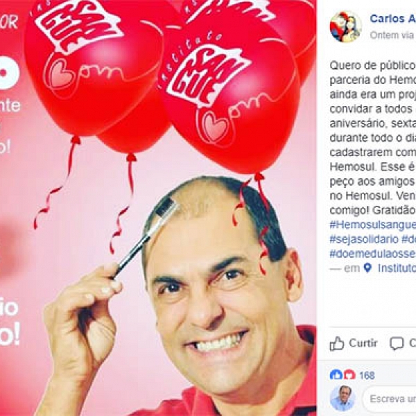 CarlÃ£o faz 'aniversÃ¡rio de transplante' captando doadores para o Hemosul