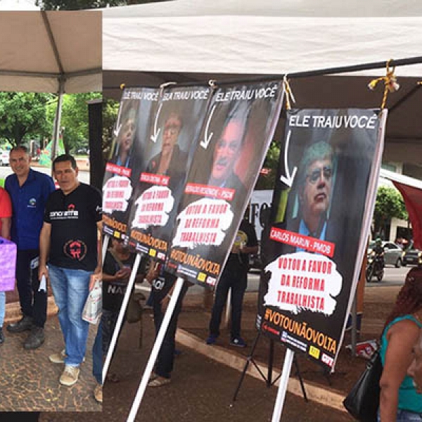Contra reforma trabalhista, sindicatos fazem 'velÃ³rio da CLT' em Campo Grande