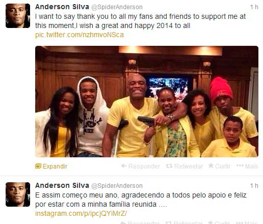 Com a famÃ­lia, Anderson Silva agradece apoio