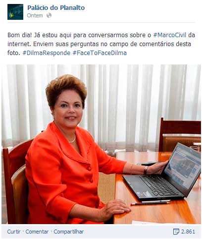 Dilma &quot;face to face&quot; faz sucesso no Facebook