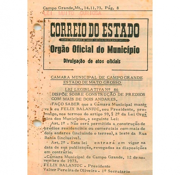 Lei de 1973 proibia prÃ©dios em Campo Grande