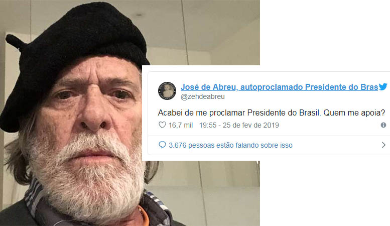 Para criticar apoio a GuaidÃ³, ator se 'autoproclama presidente do Brasil'