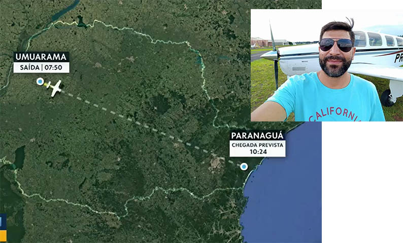 Piloto de aviÃ£o que desapareceu no litoral do ParanÃ¡ Ã© de Mato Grosso do Sul