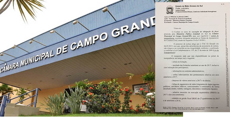 Juiz dÃ¡ 60 dias de prazo para a CÃ¢mara divulgar seus gastos em Campo Grande