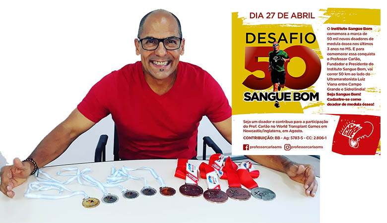 Transplantado, Professor CarlÃ£o vai correr 50 km de Campo Grande a SidrolÃ¢ndia