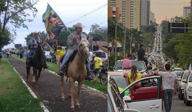 Cavaleiros reforÃ§aram carreata prÃ³-Bolsonaro em Campo Grande