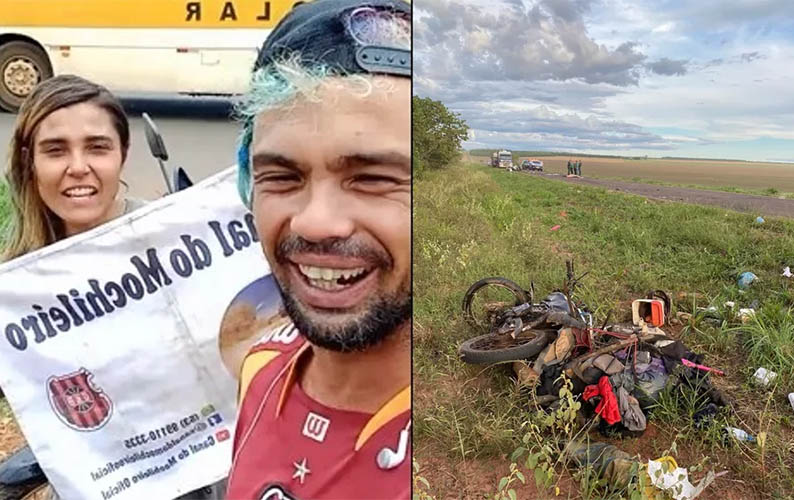 ApÃ³s percorrer todo o Brasil, casal sofre grave acidente de moto em Mato Grosso do Sul