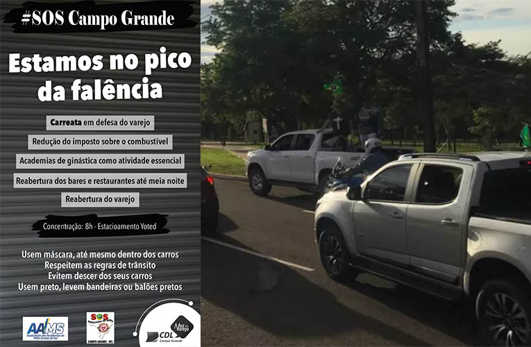 CÃ¢mara Lojista convoca protesto contra comÃ©rcio fechado em Campo Grande
