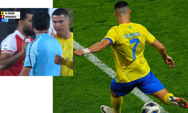 Cristiano Ronaldo avisa que nÃ£o sofreu pÃªnalti e Ã¡rbitro volta atrÃ¡s na marcaÃ§Ã£o: vÃ­deo