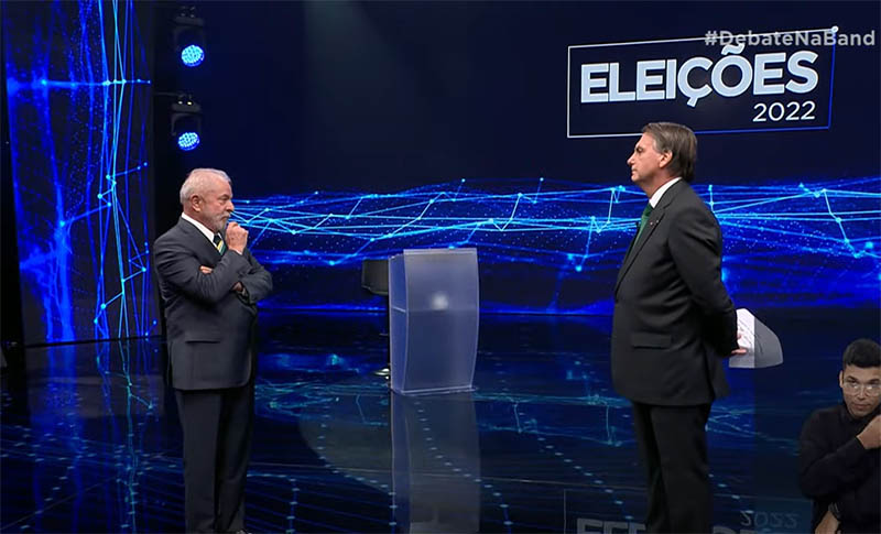 Lula e Bolsonaro frente a frente no debate da Band: vÃ­deo