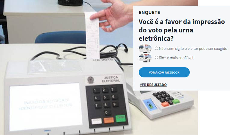 Enquete: VocÃª Ã© a favor da impressÃ£o do voto pela urna eletrÃ´nica?