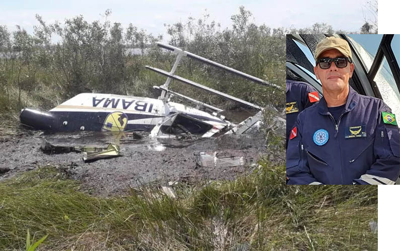 HÃ©licoptero do Ibama cai em aÃ§Ã£o contra incÃªndios no Pantanal e mata piloto