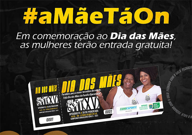 Mulheres terÃ£o entrada gratuita no jogo do OperÃ¡rio no Dia das MÃ£es, em Campo Grande