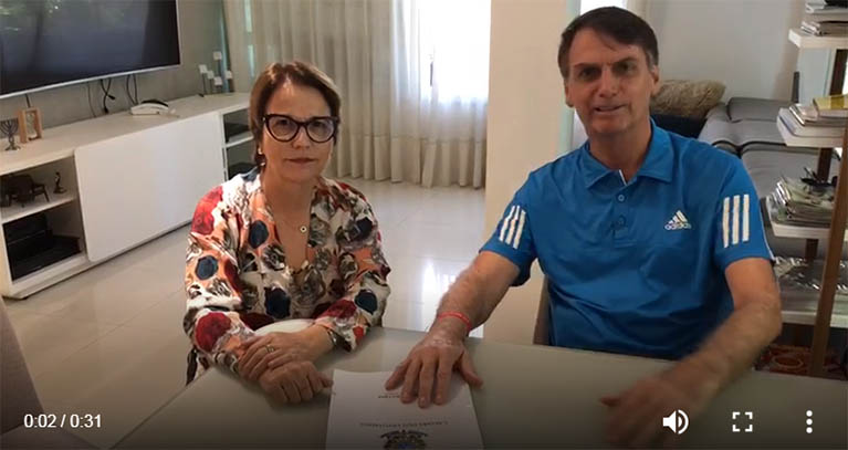 Tereza Cristina anuncia apoio da bancada ruralista a Jair Bolsonaro na reta final