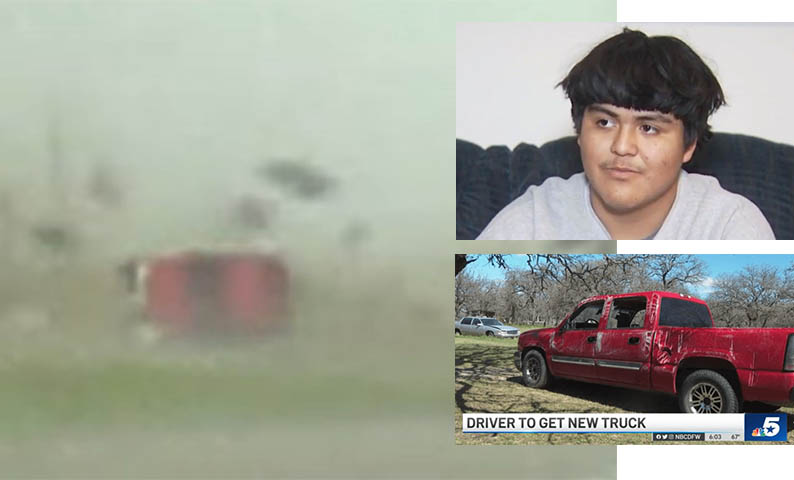 Jovem escapa com vida apÃ³s ter carro 'engolido' por tornado em rodovia: vÃ­deo